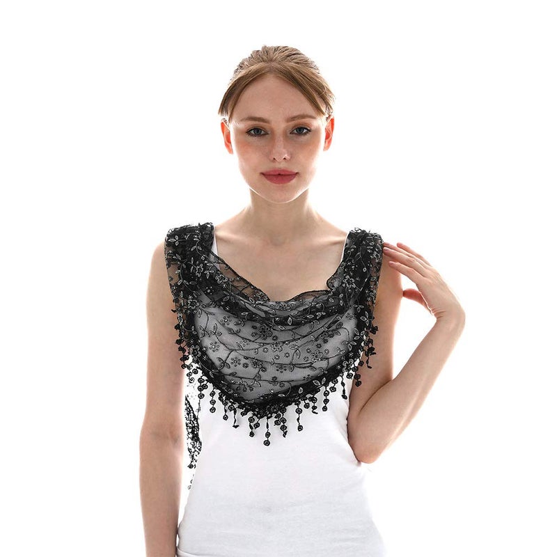 LMVERNA Cathedral Wedding Veil Mantilla Catholic Veil Head Covering Latin Mass (Black) - Image 5
